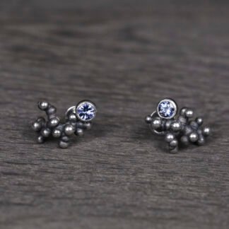 Silver Earrings "Tiny Potatoes" with Tanzanites