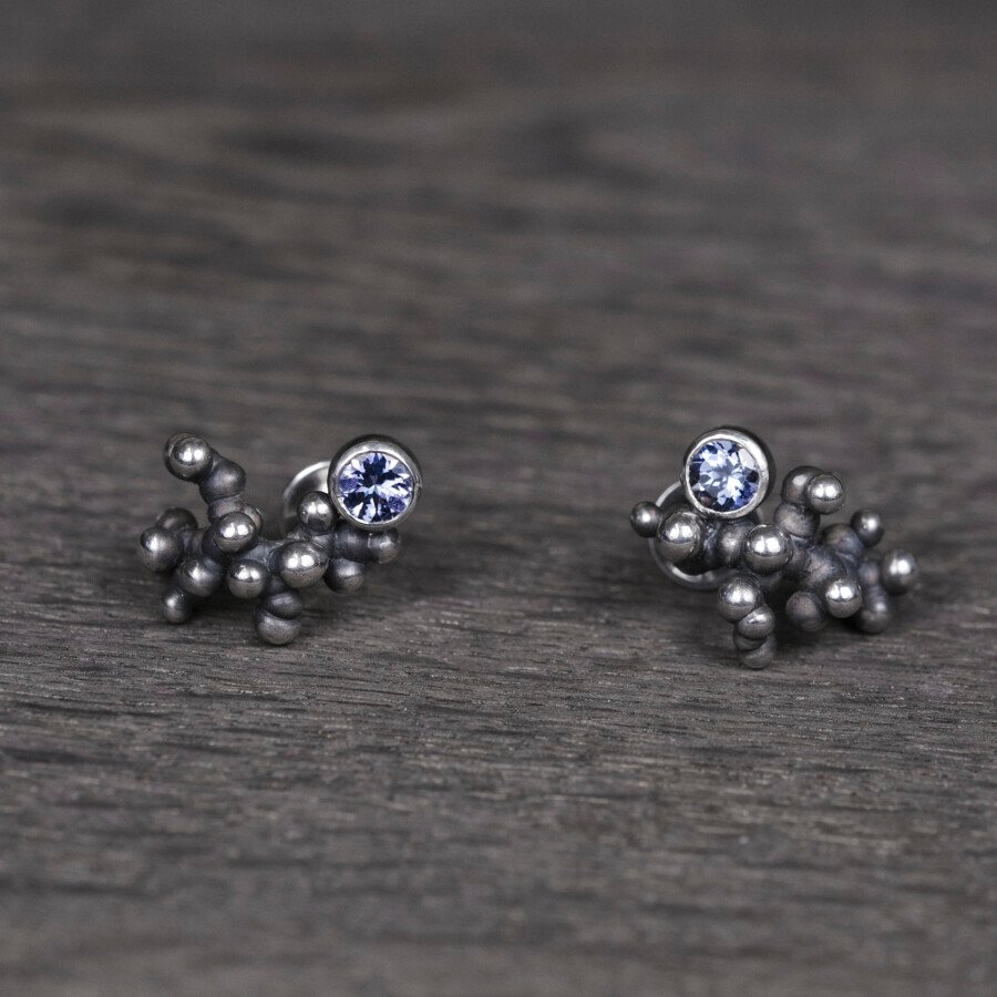 Silver Earrings "Colony" with Tanzanites