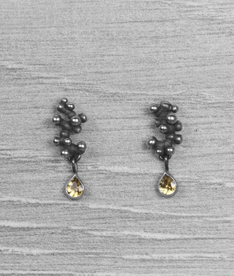 "Colony" Silver Earrings with Yellow Sapphires