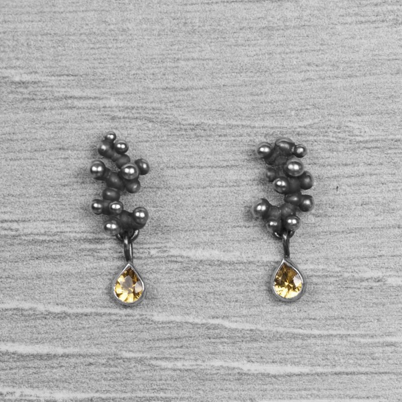 "Colony" Silver Earrings with Yellow Sapphires - Image 2