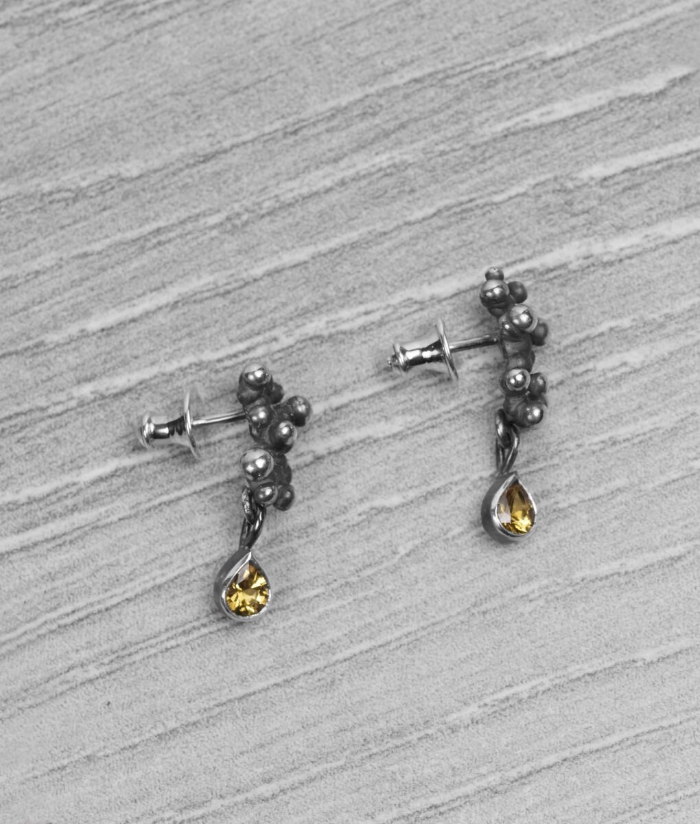 "Colony" Silver Earrings with Yellow Sapphires - Image 4