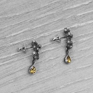 "Colony" Silver Earrings with Yellow Sapphires - Image 4