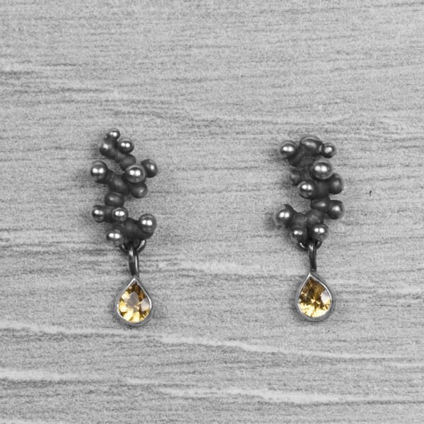 "Colony" Silver Earrings with Yellow Sapphires