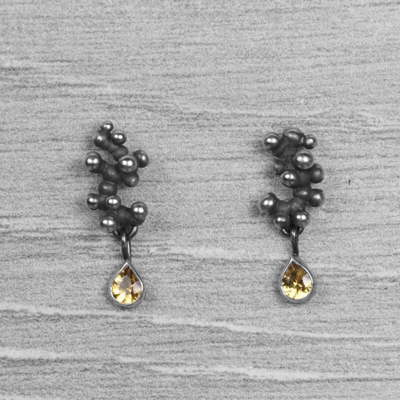 "Colony" Silver Earrings with Yellow Sapphires - Image 1