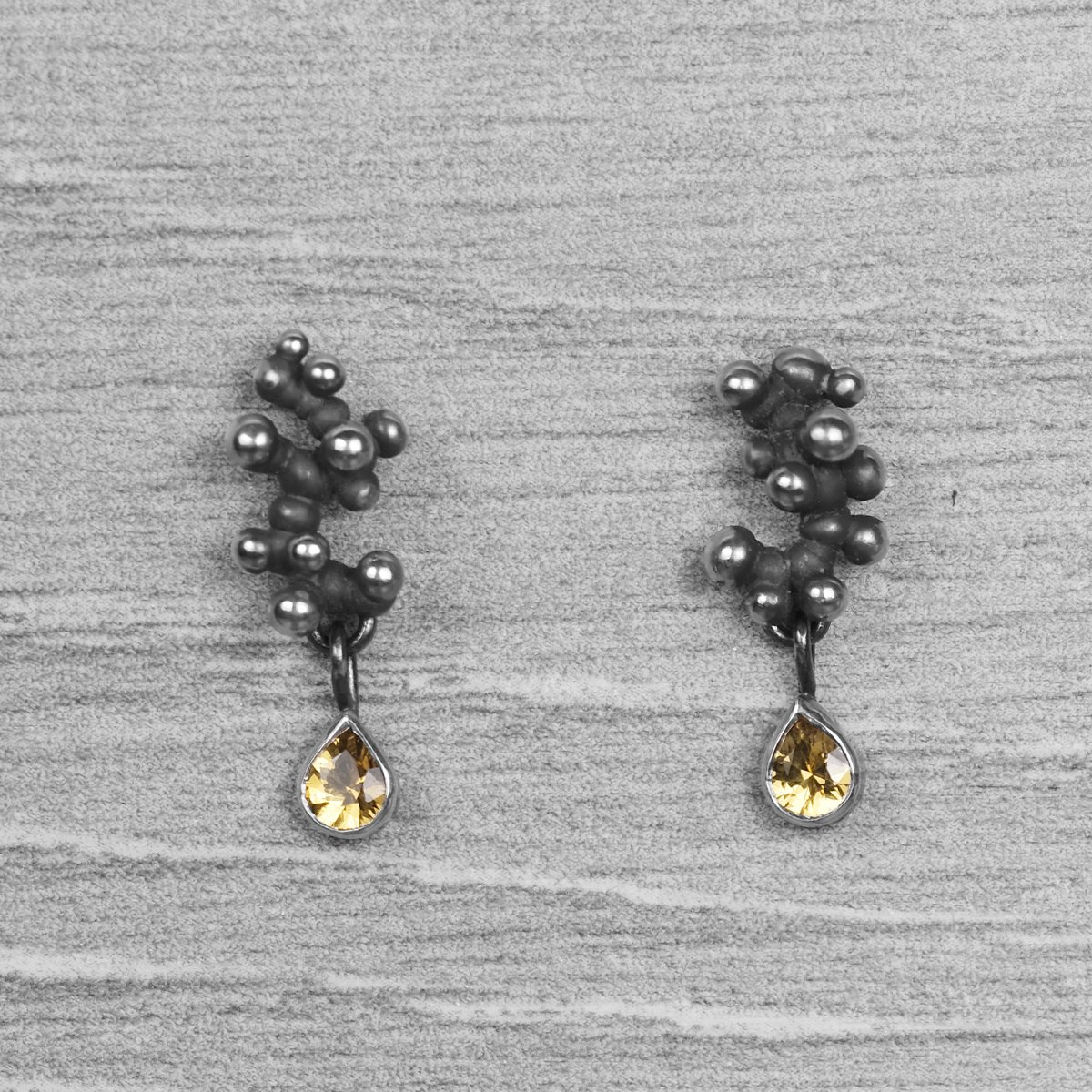 "Colony" Silver Earrings with Yellow Sapphires - Image 1