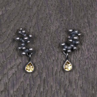 Silver Earrings "Tiny Potatoes" with Yellow Sapphires