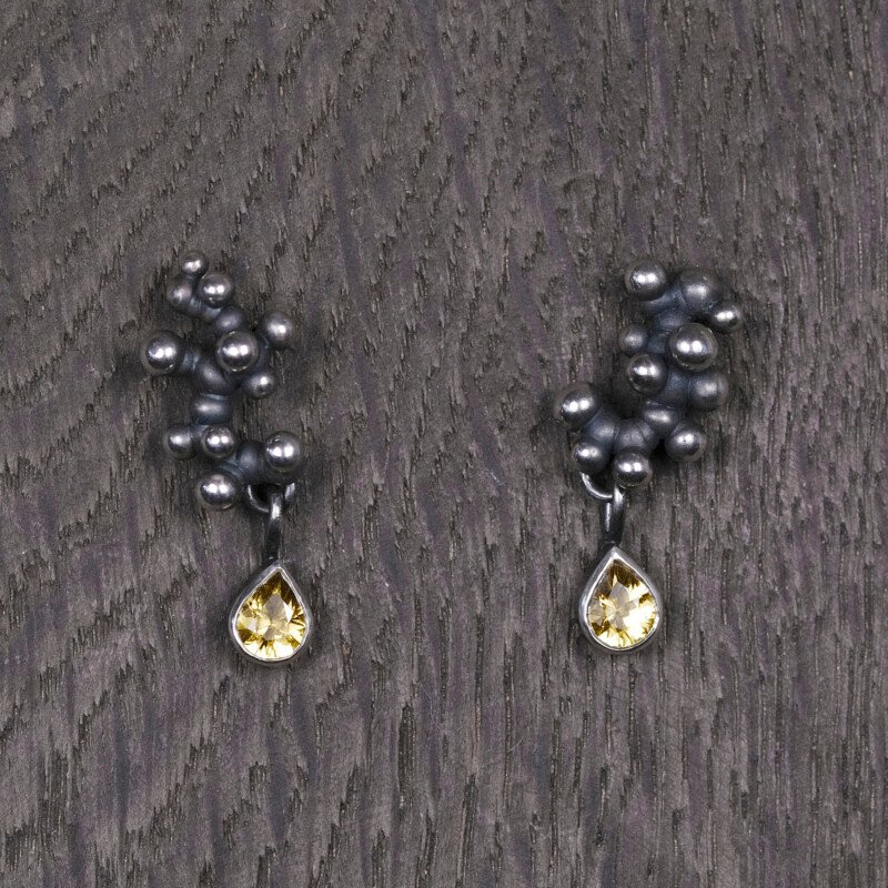 Silver Earrings "Colony" with Yellow Sapphires - Image 1