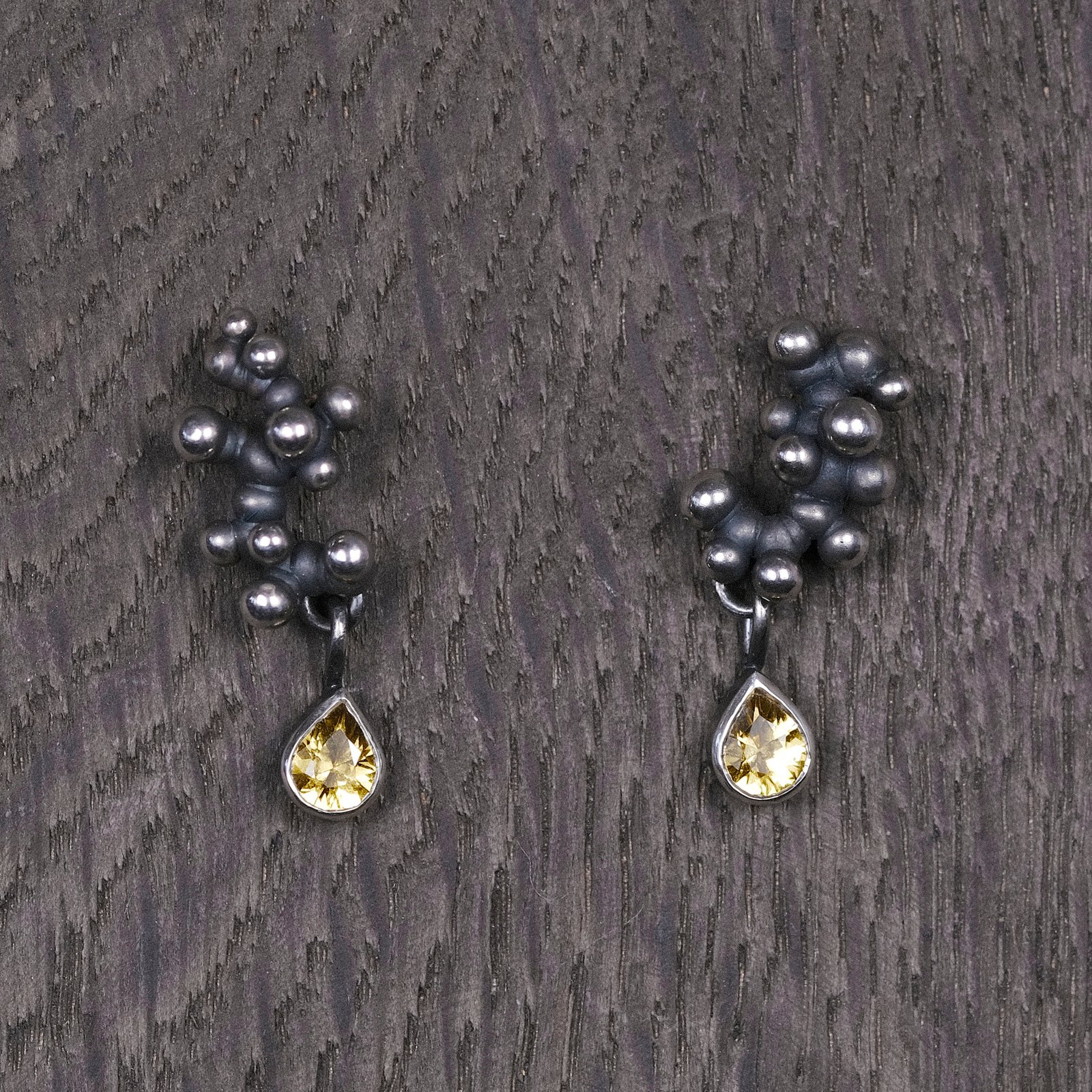 Silver Earrings "Colony" with Yellow Sapphires - Image 1