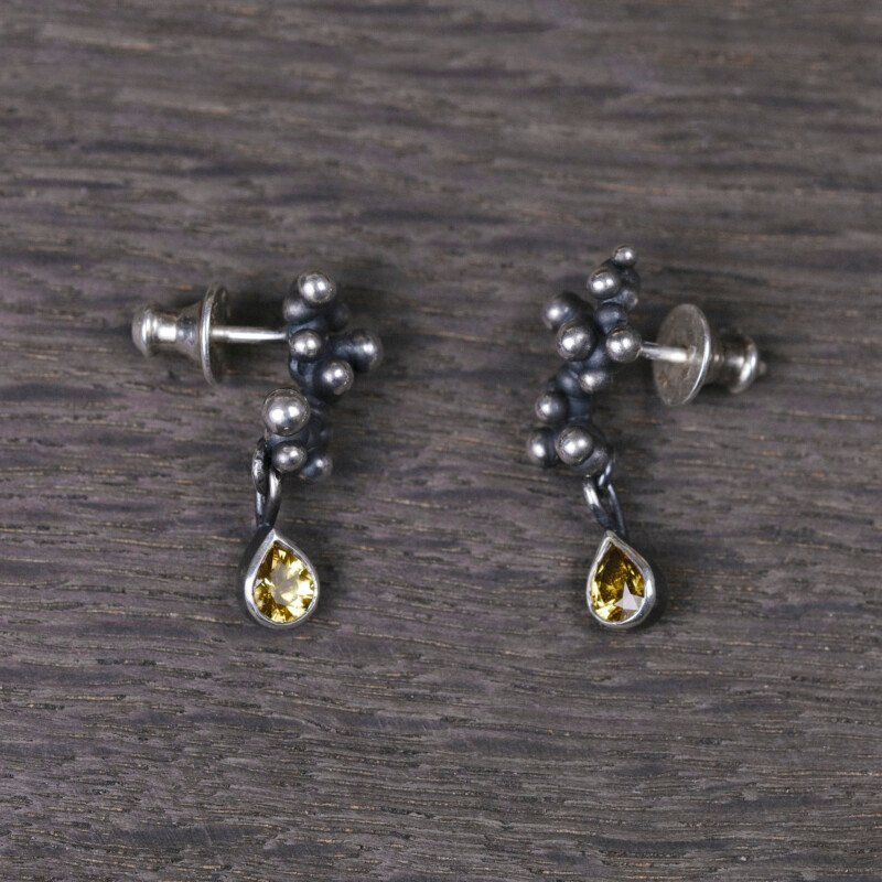 Silver Earrings "Colony" with Yellow Sapphires - Image 2
