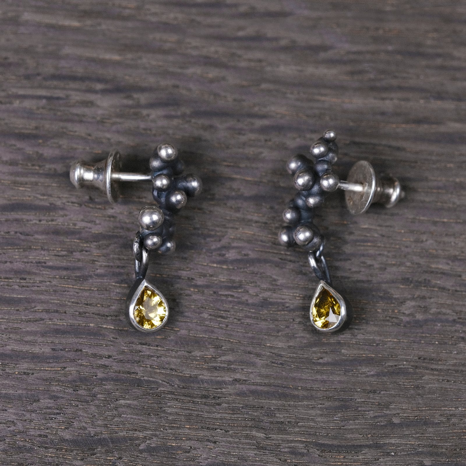 Silver Earrings "Colony" with Yellow Sapphires - Image 2