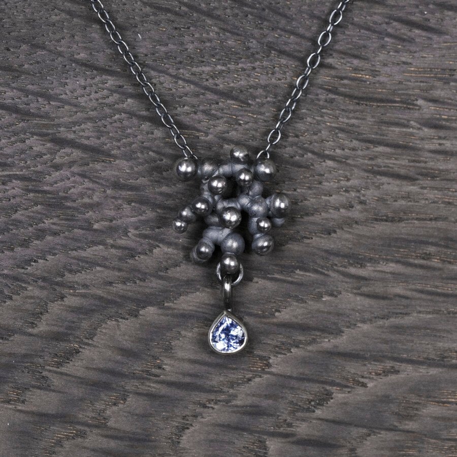 Silver Necklace"Colony" with Tanzanite