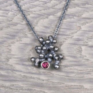 Silver Necklace "Tiny Potatoes" with Tourmaline