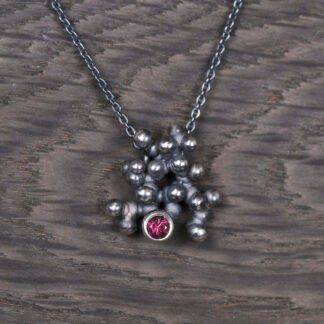 Silver Necklace "Tiny Potatoes" with Tourmaline