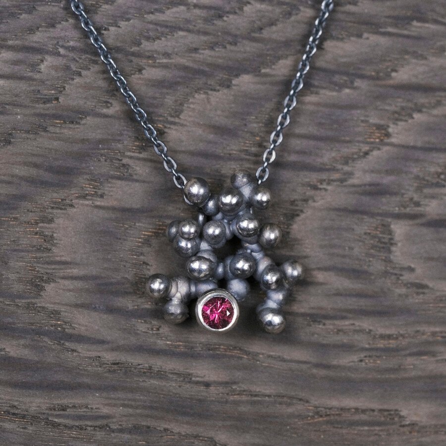 Silver Necklace "Colony" with Tourmaline