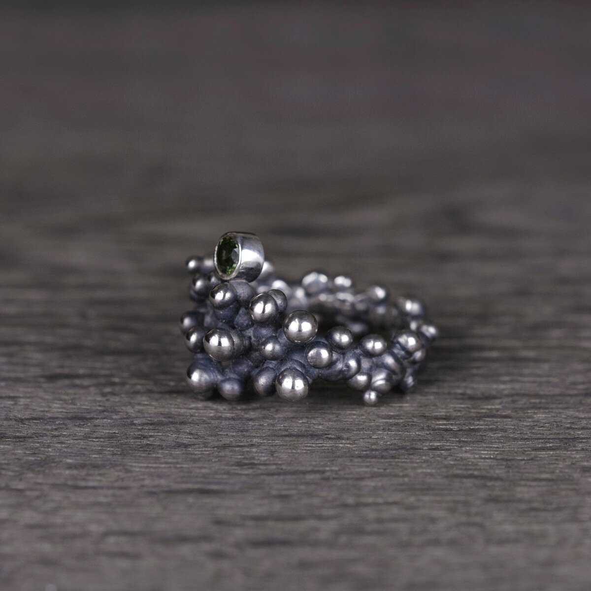 Silver Ring "Colony" with Green Sapphire - Image 2