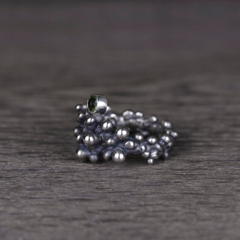 Silver Ring "Colony" with Green Sapphire - Image 2