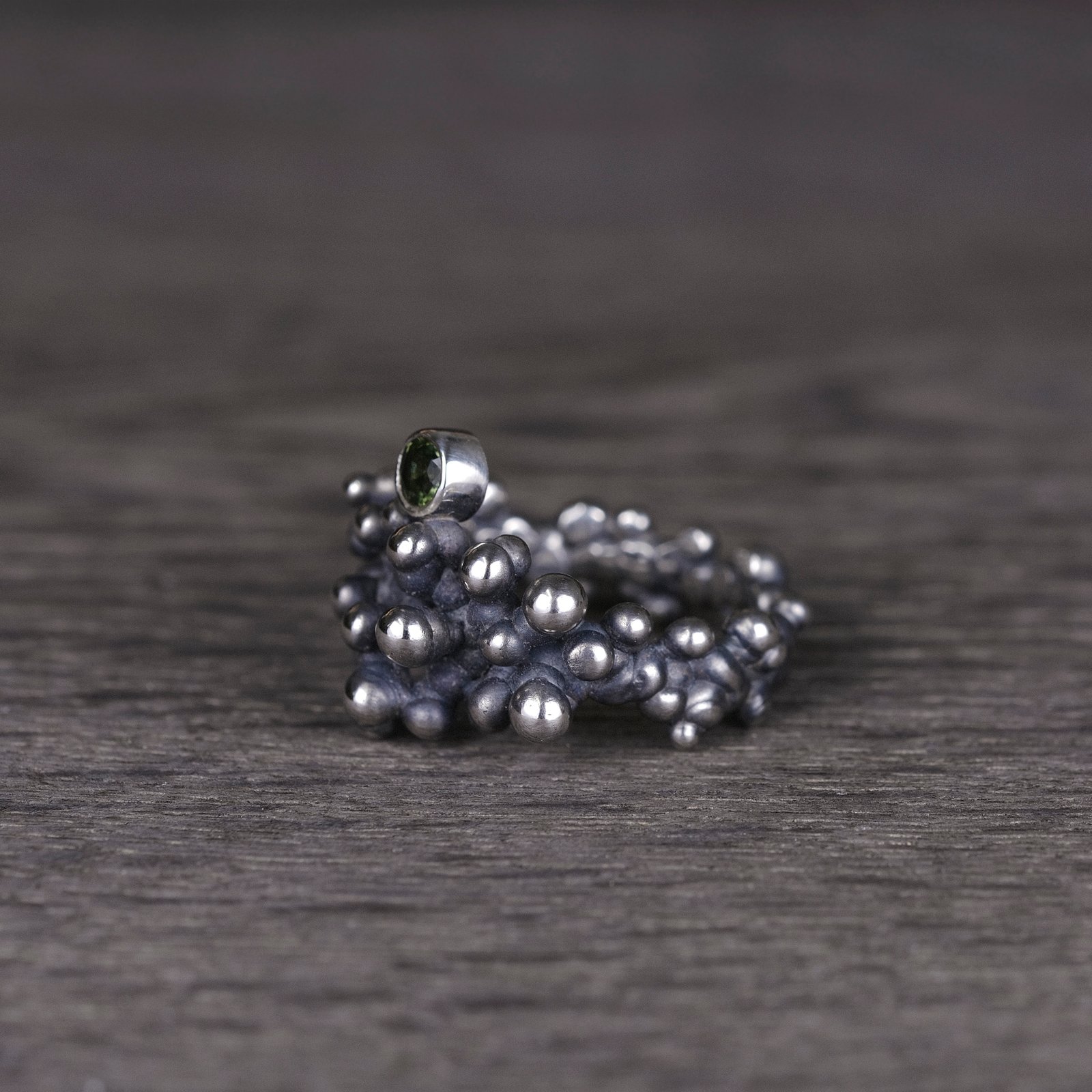 Silver Ring "Colony" with Green Sapphire - Image 2