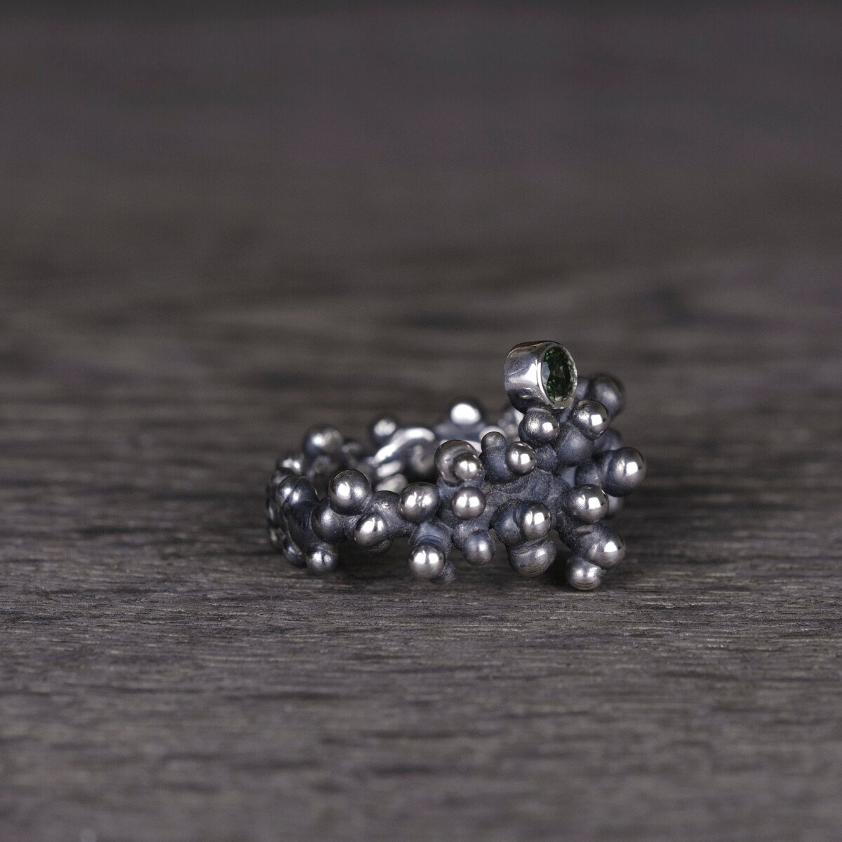 Silver Ring "Colony" with Green Sapphire - Image 5