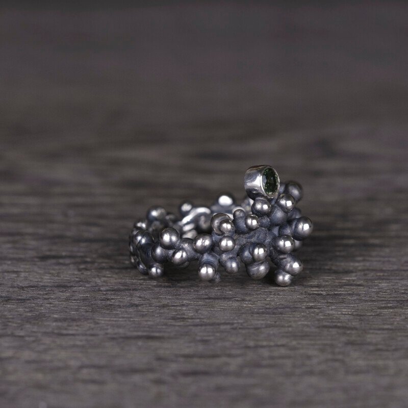 Silver Ring "Colony" with Green Sapphire - Image 5