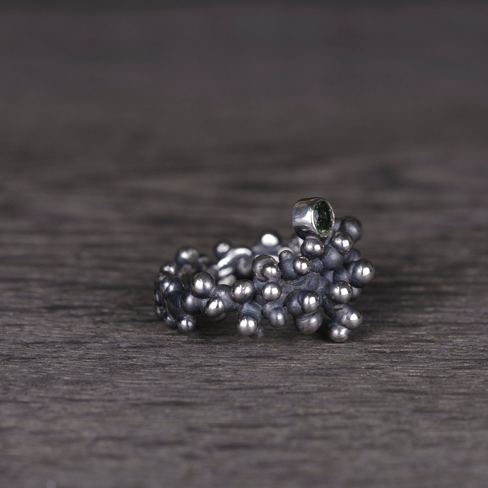 Silver Ring "Colony" with Green Sapphire - Image 5