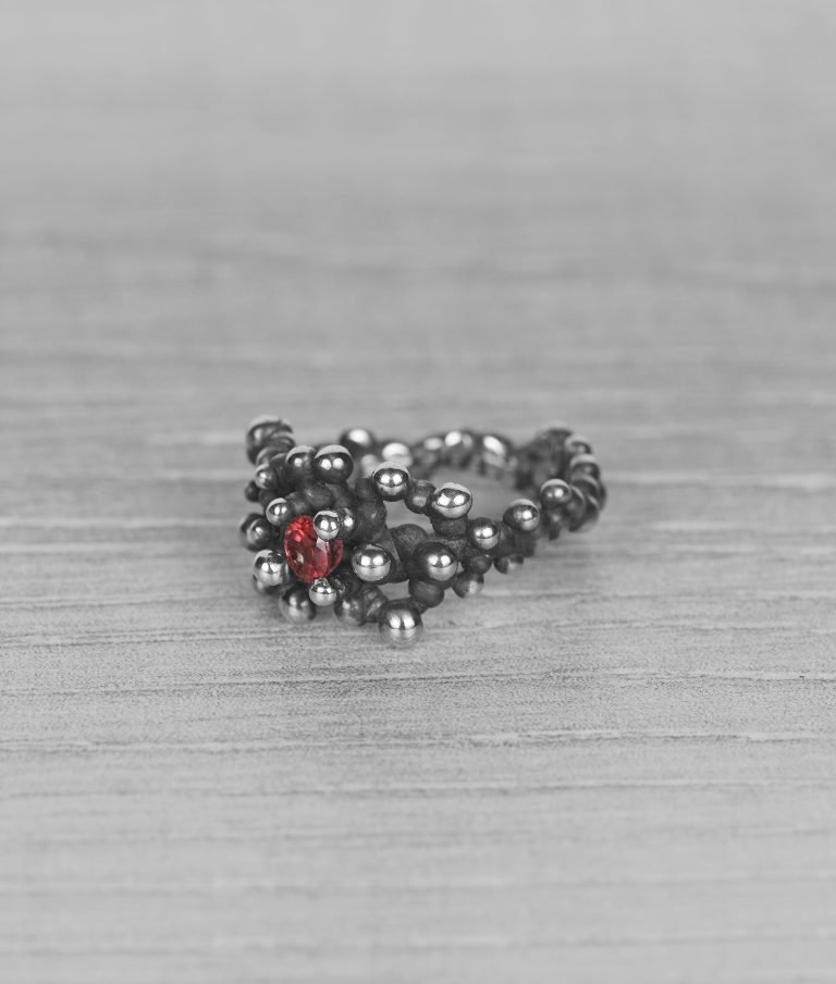 "Colony" silver ring with orange sapphire - Image 3
