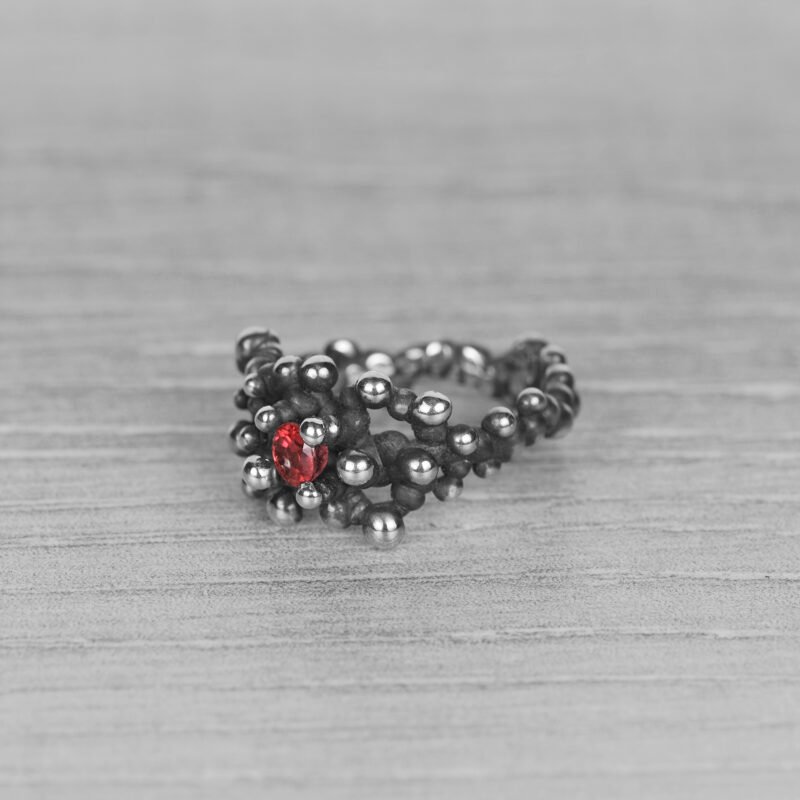 "Colony" silver ring with orange sapphire - Image 3