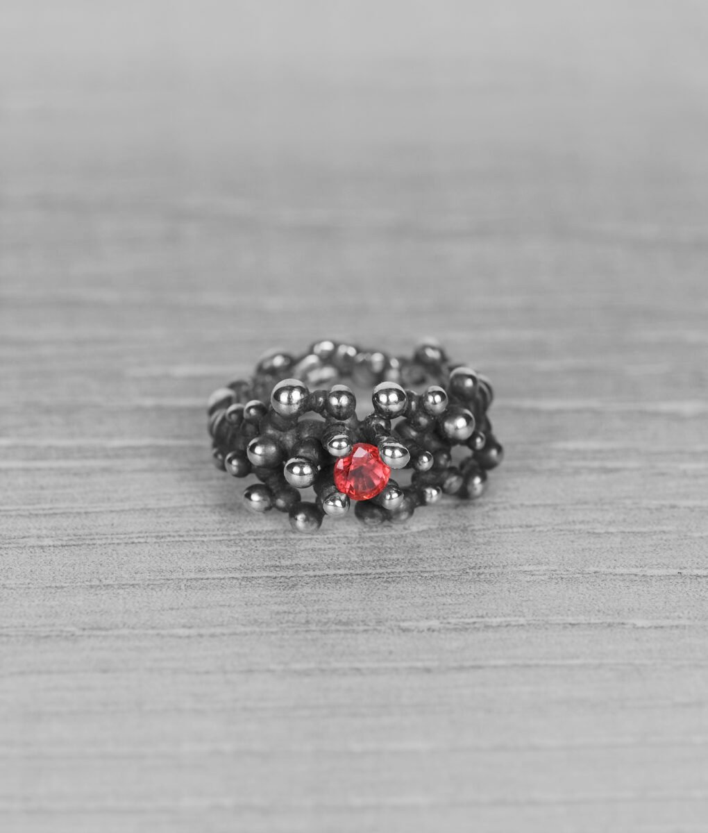 "Colony" silver ring with orange sapphire - Image 7