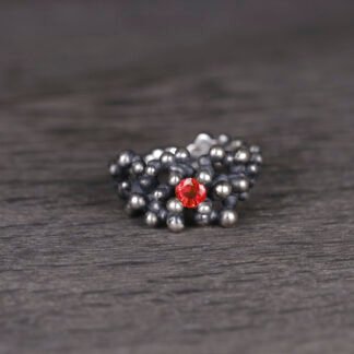 Silver Ring "Tiny Potatoes" with Orange Sapphire