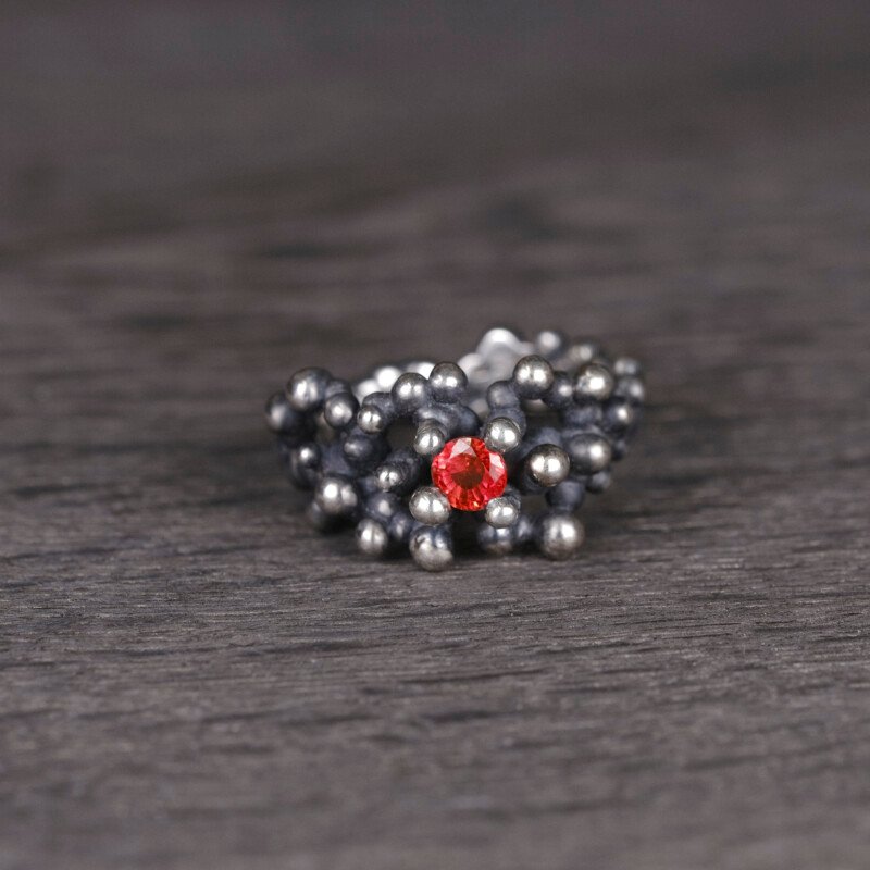 Silver Ring "Colony" with Orange Sapphire - Image 1