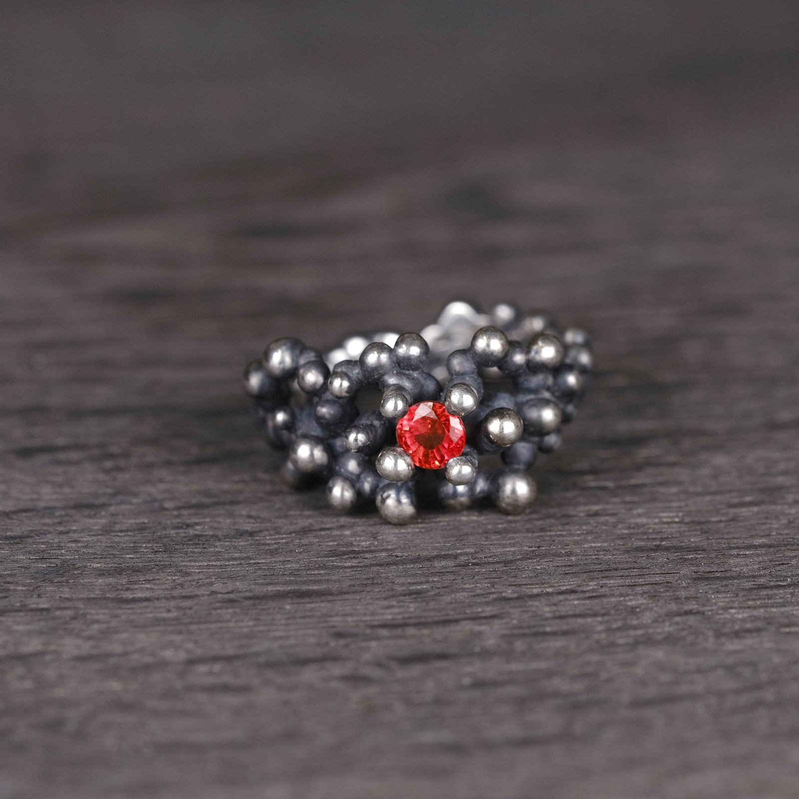 Silver Ring "Colony" with Orange Sapphire - Image 1