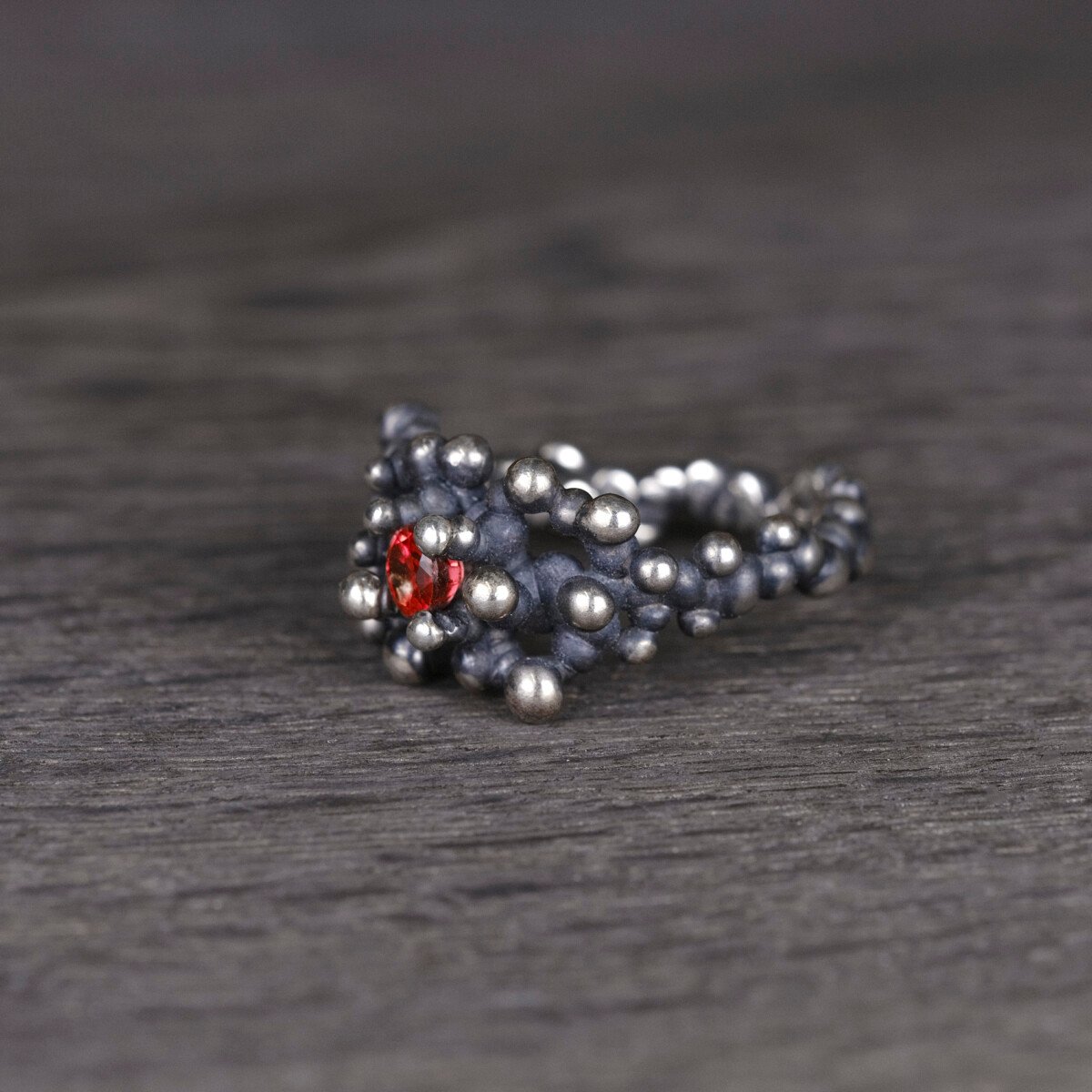 Silver Ring "Colony" with Orange Sapphire - Image 2