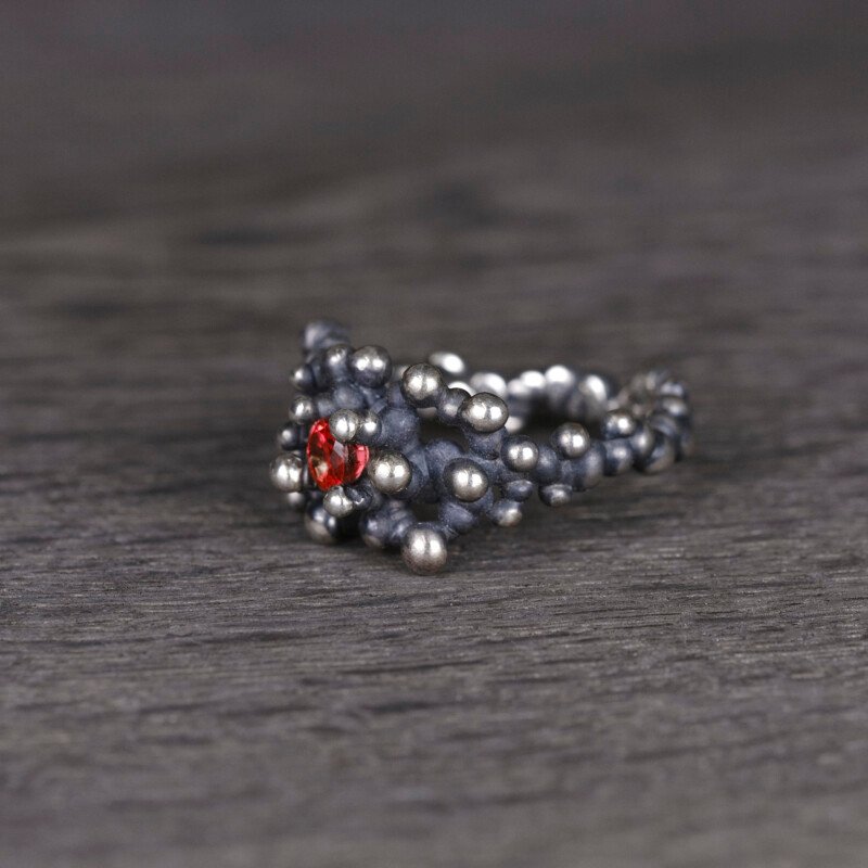 Silver Ring "Colony" with Orange Sapphire - Image 2