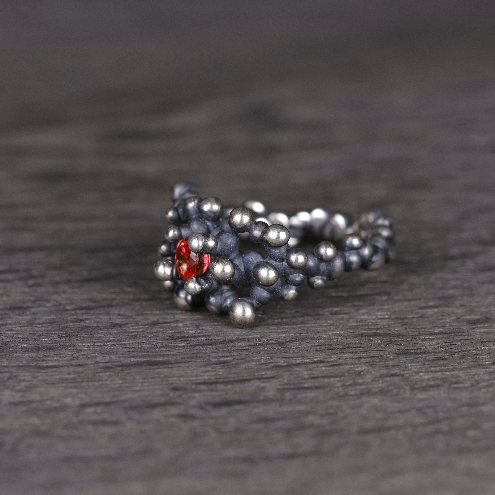 Silver Ring "Colony" with Orange Sapphire - Image 2