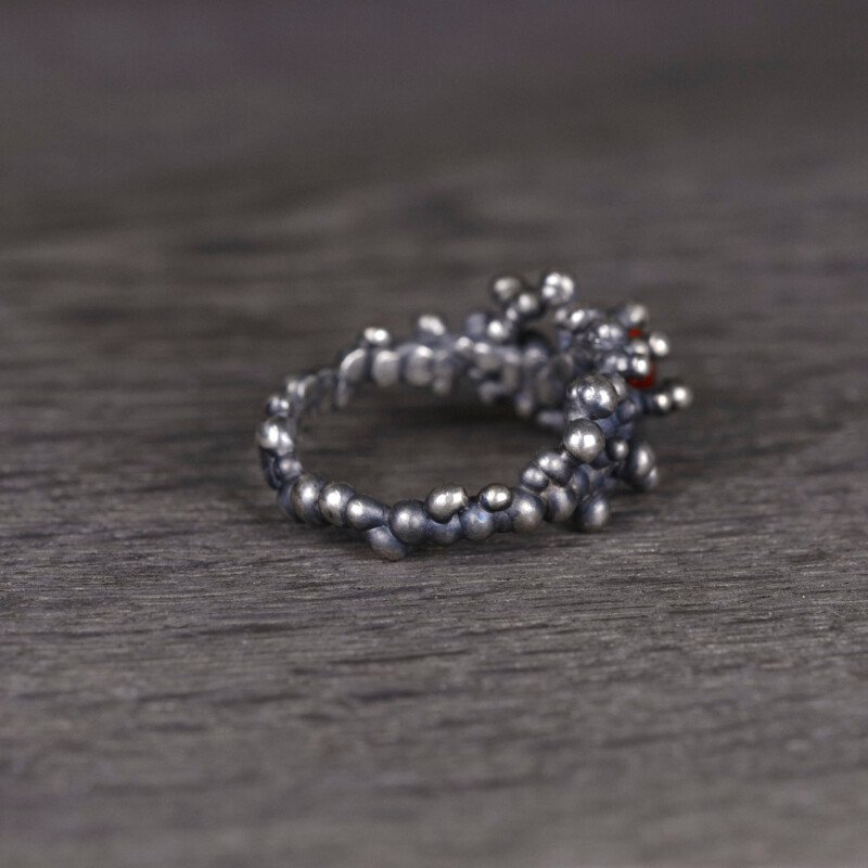 Silver Ring "Colony" with Orange Sapphire - Image 4