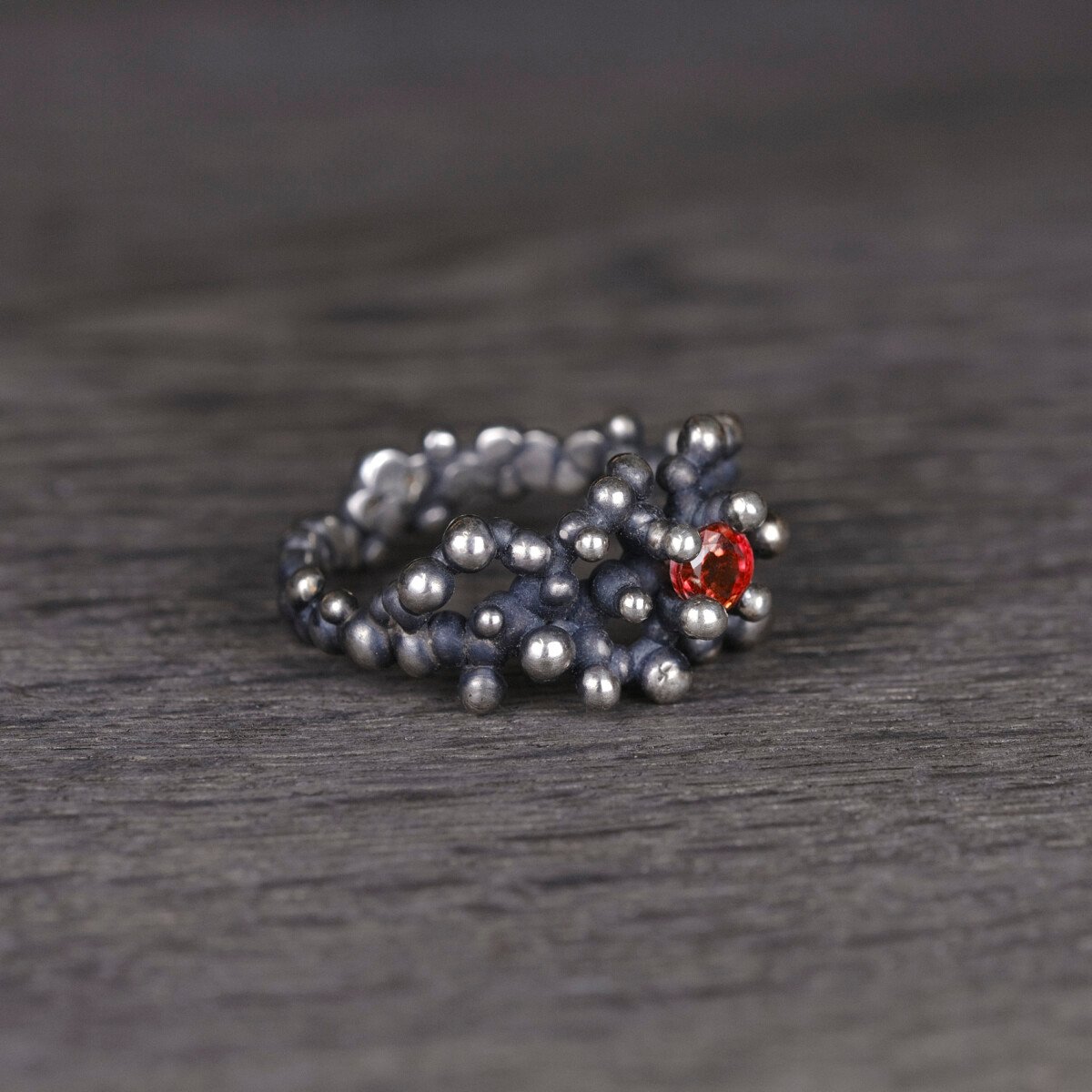 Silver Ring "Colony" with Orange Sapphire - Image 5