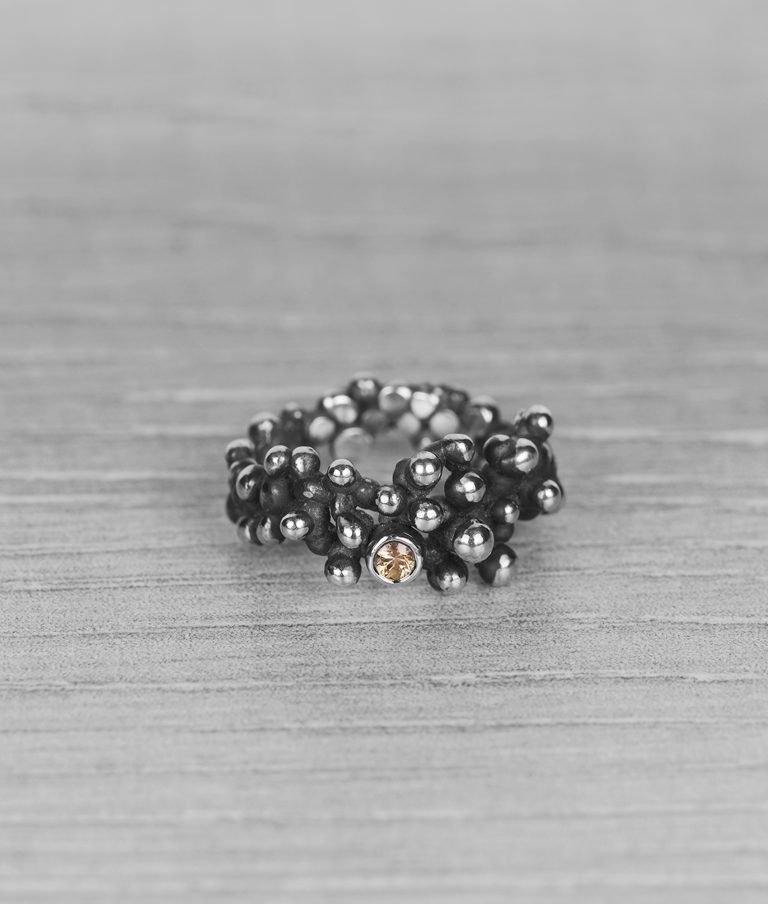 "Colony" silver ring with yellow sapphire