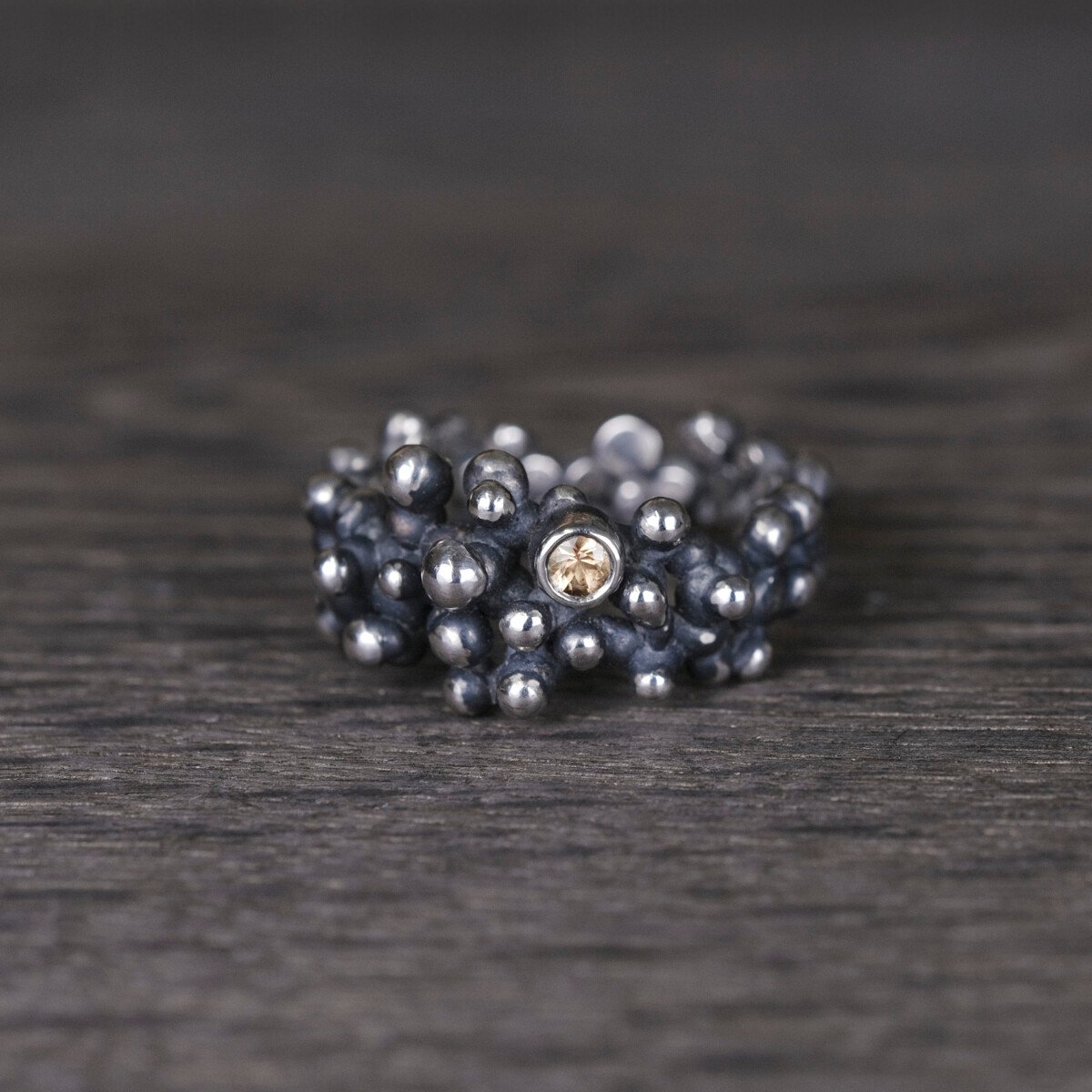 Silver Ring "Colony" with Yellow Sapphire - Image 1