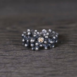 Silver Ring "Tiny Potatoes" with Yellow Sapphire