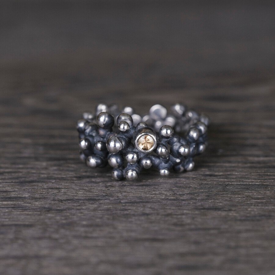 Silver Ring "Colony" with Yellow Sapphire