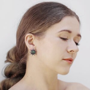 Silver Earrings "Tricksters" with Chrome Diopsides - Image 3