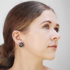 Silver Earrings "Tricksters" with Garnets - Image 3