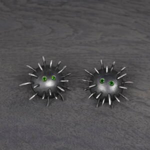 Silver Earrings "Tricksters" with Chrome Diopsides - Image 2