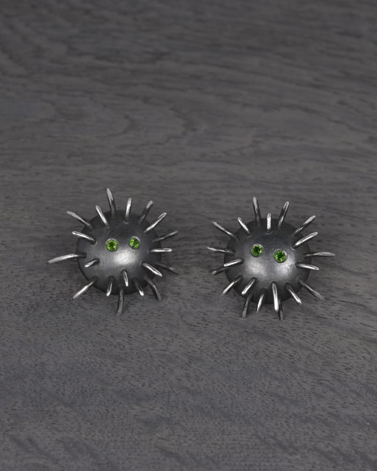 Silver Earrings "Tricksters" with Chrome Diopsides
