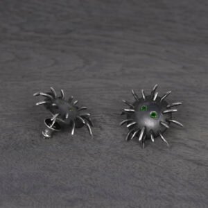 Silver Earrings "Tricksters" with Chrome Diopsides - Image 4