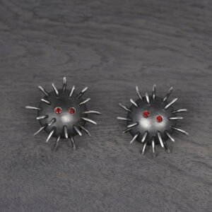 Silver Earrings "Tricksters" with Garnets - Image 2