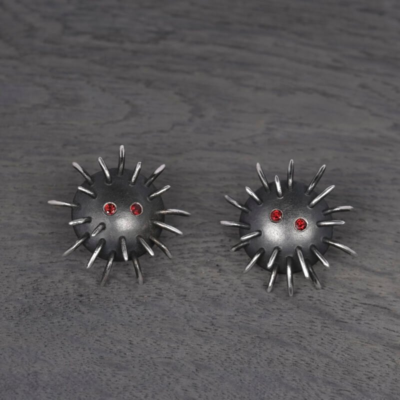 Silver Earrings "Tricksters" with Garnets - Image 2