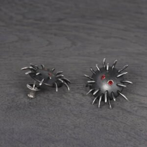 Silver Earrings "Tricksters" with Garnets - Image 4