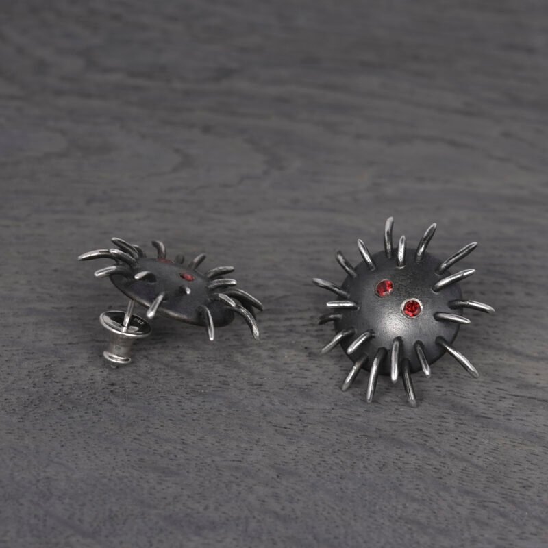 Silver Earrings "Tricksters" with Garnets - Image 4