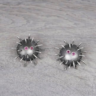 Silver Earrings "Kratt" with Rhodolites