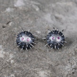 Silver Earrings "Kratt" with Rhodolites